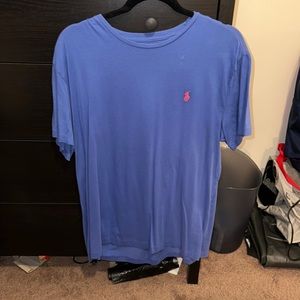 Polo t-shirt, light blue with pink polo symbol, S LARGE